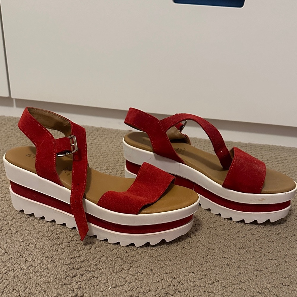 Red Platform Sandals